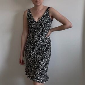 Vintage Express floral silk midi dress